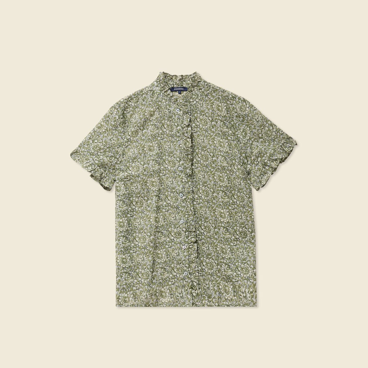 Chemise manches courtes vert kaki femme