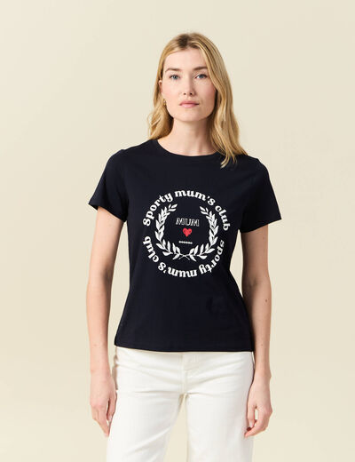 T-shirt manches courtes bleu marine femme