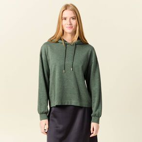 sweat a capuche brillant vert kaki femme Sweat à capuche brillant vert kaki femme