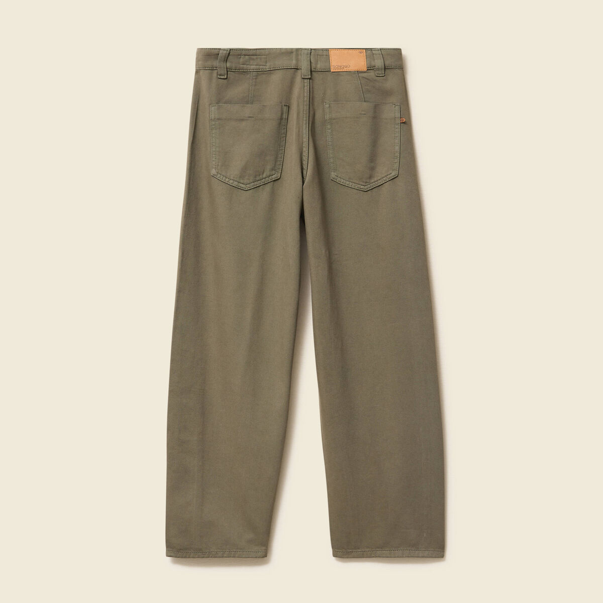 Jeans barrel taille haute vert kaki femme