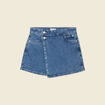 Jupe-short droite en jean denim stone femme
