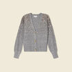 Gilet boutonné à sequins gris femme