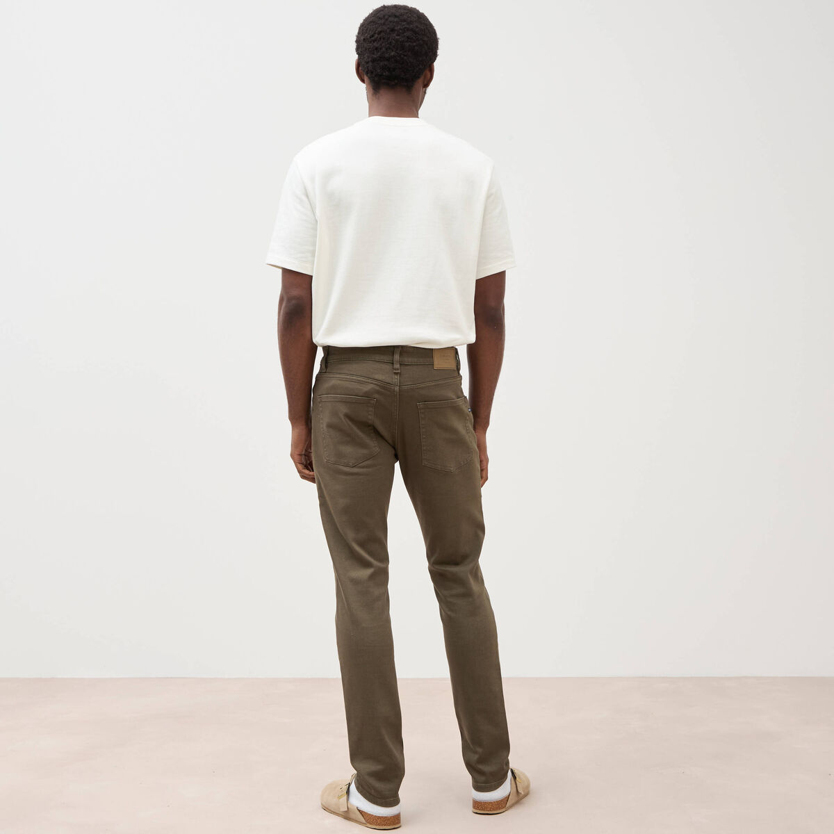 Jeans slim 5 poches vert kaki homme