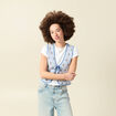 Gilet r&eacute;versible droit sans manches bleu ciel femme