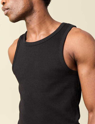 D&eacute;bardeur cintr&eacute; col rond sans manches noir homme