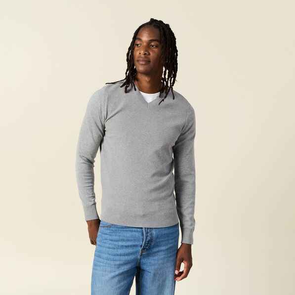 pull col en v eco responsable gris fonce homme Pull col en V éco-responsable gris foncé homme