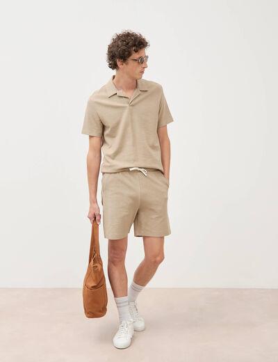 Polo manches courtes beige homme