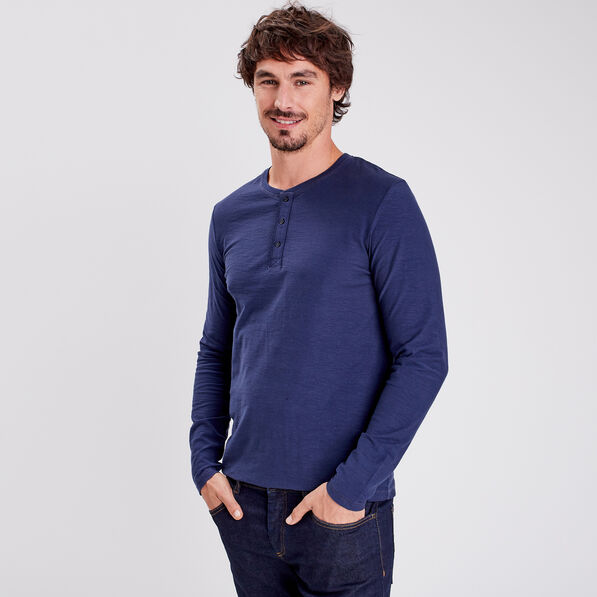t shirt manches longues bleu marine homme T-shirt manches longues bleu marine homme
