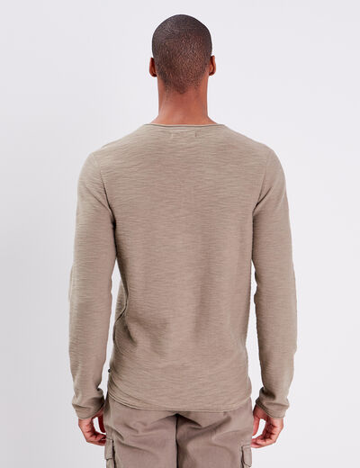 Pull manches longues vert kaki homme