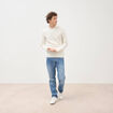 Pull col rond manches longues ecru homme