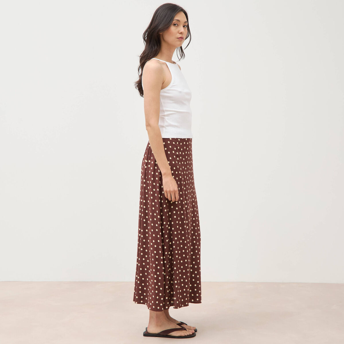 Jupe fluide marron femme
