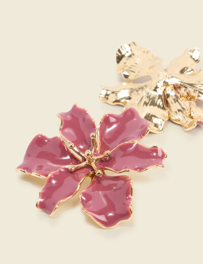 Boucles d'oreilles forme fleur mauve femme
