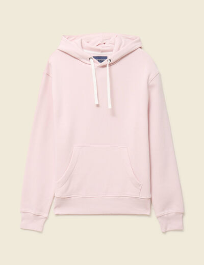 Sweat &agrave; capuche rose poudr&eacute;e homme
