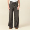 Jeans large taille haute denim snow gris femme