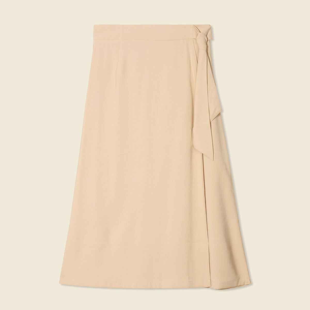 Jupe longue portefeuille beige femme