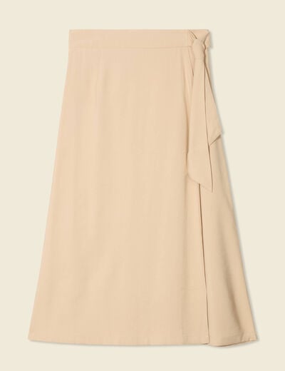 Jupe longue portefeuille beige femme