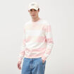 Sweat ray&eacute; col rond manches longues rose poudr&eacute;e homme