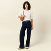 Pull manches courtes ajouré creme femme