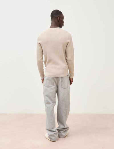 Pull droit manches longues sable homme