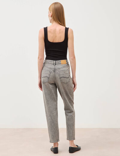 Jeans mom 7/8&egrave;me denim gris femme