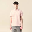 Polo cintr&eacute; en coton manches courtes rose clair homme
