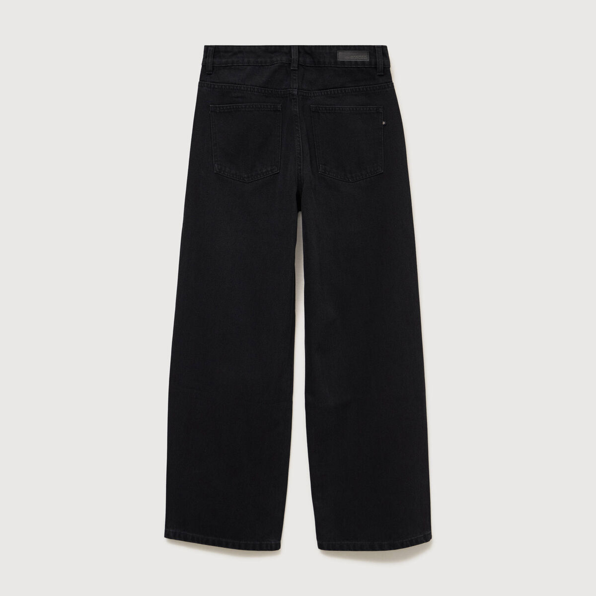 Jeans ample d&eacute;tails clout&eacute;s denim noir femme