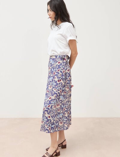 Jupe fluide bleu femme