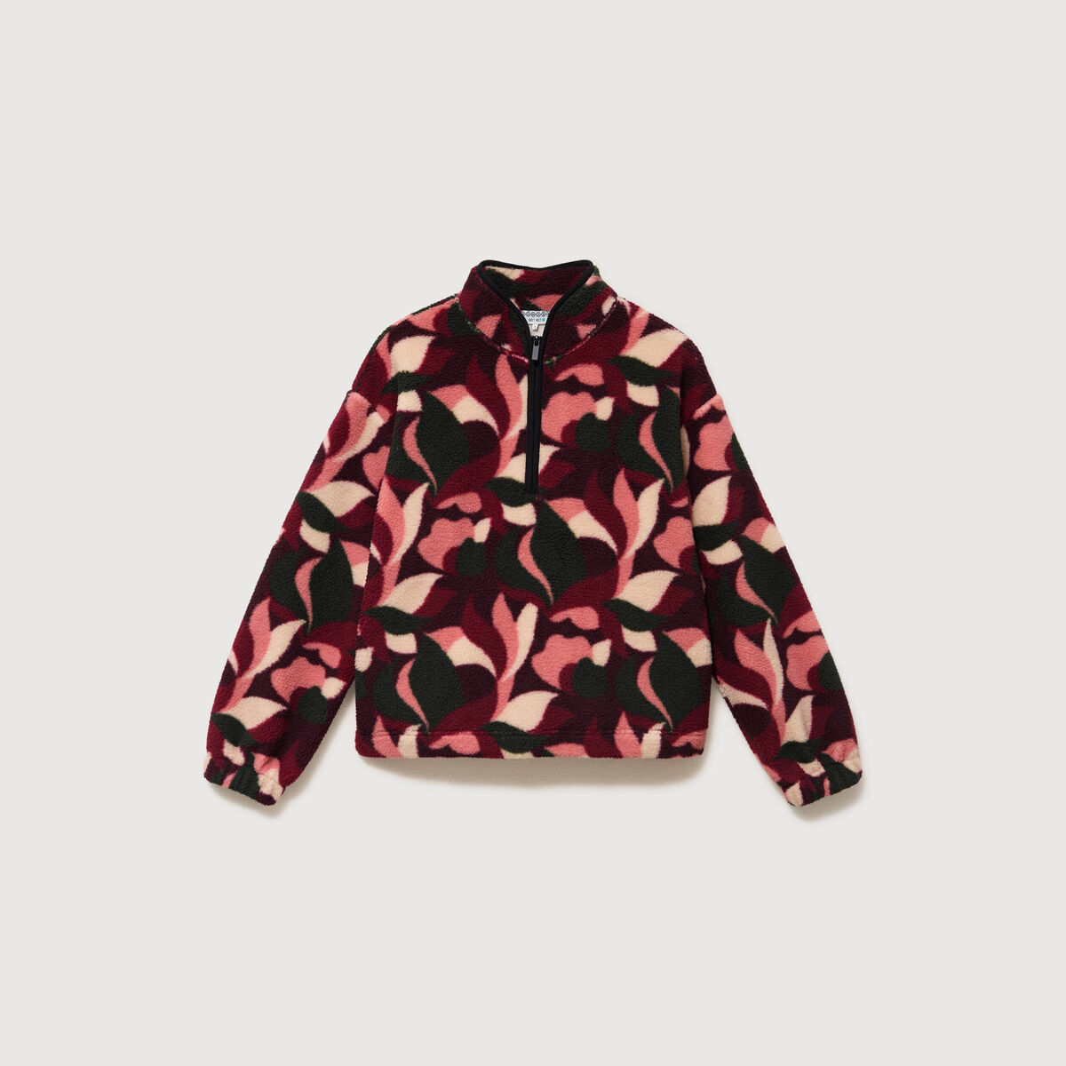 Cardigan col montant manches longues bordeaux femme