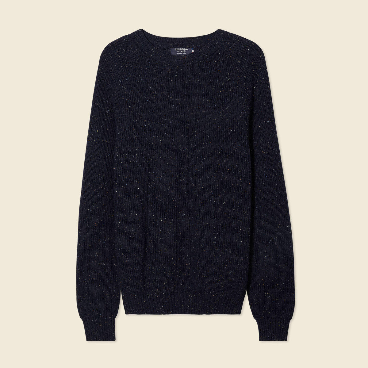 Pull manches longues fabriqué en France bleu marine homme