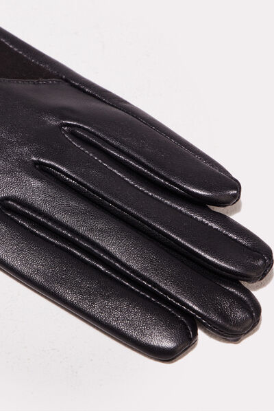 Gants en cuir noir femme