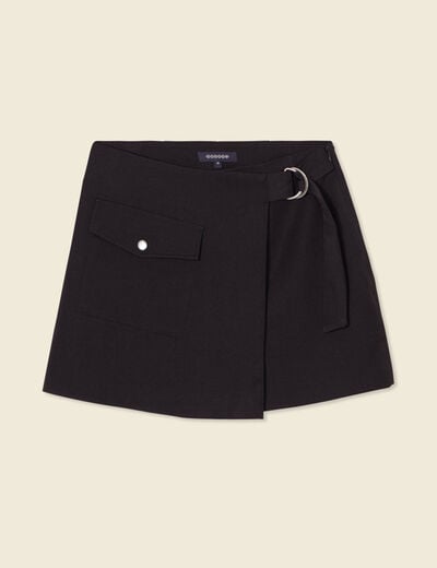 Jupe-short cargo avec boucle noir femme