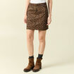 Jupe stretch avec ceinture amovible marron cognac femme