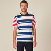 T-shirt ray&eacute; col rond manches courtes ecru homme
