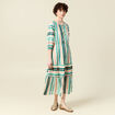 Robe longue évasée noeuds blanc femme