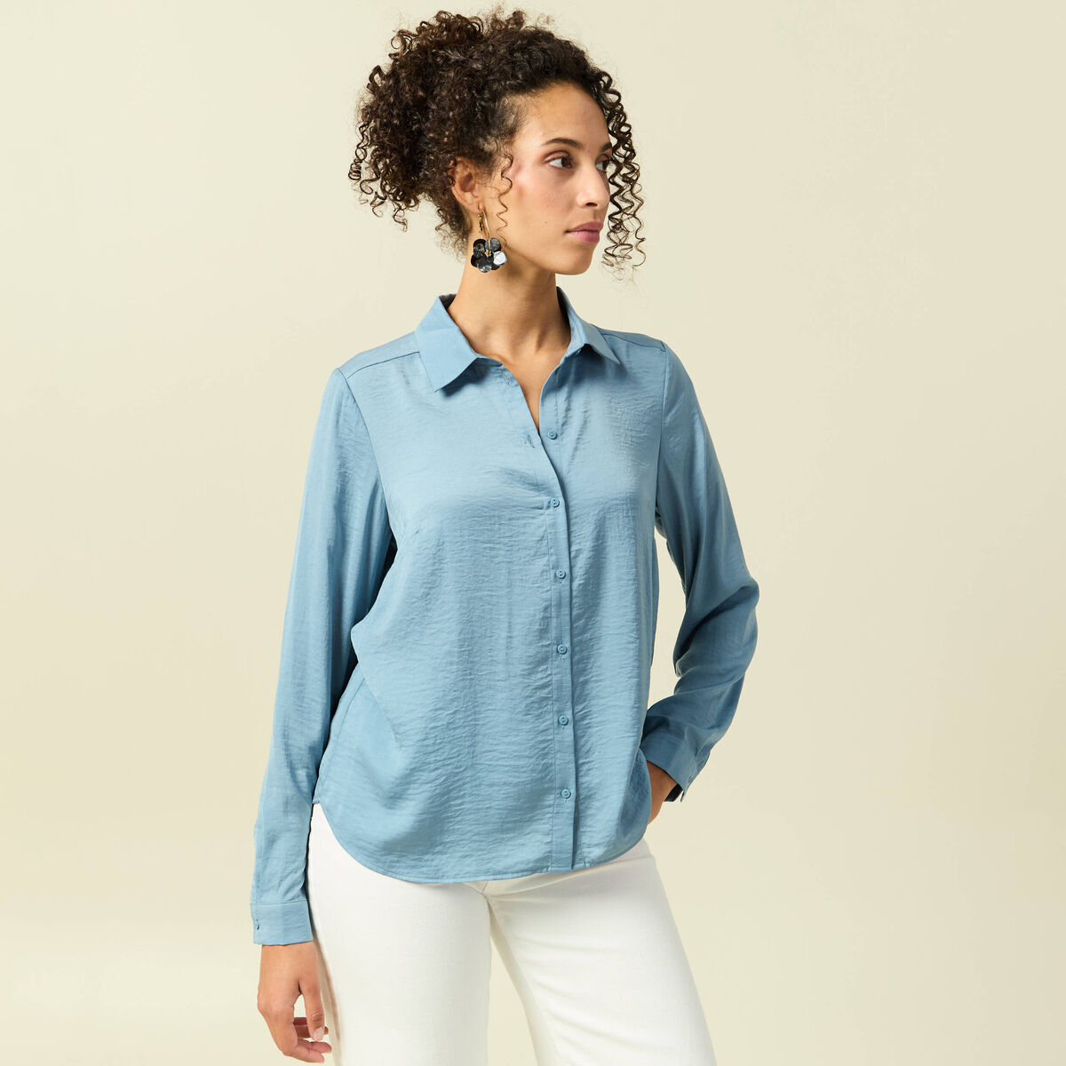 Chemise manches longues gris femme