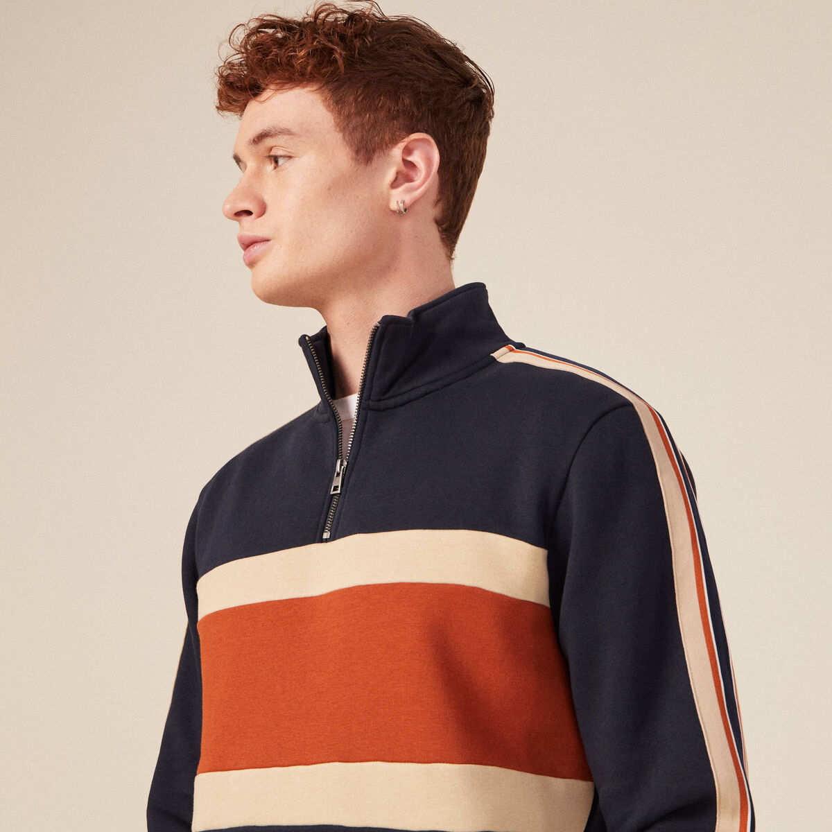 Sweat manches longues orange foncé homme