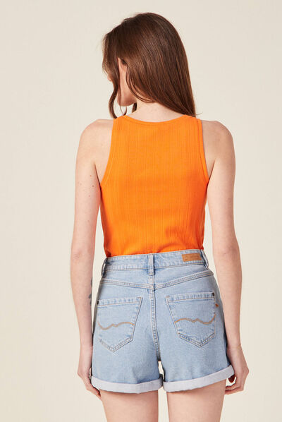 Débardeur bretelles larges orange femme