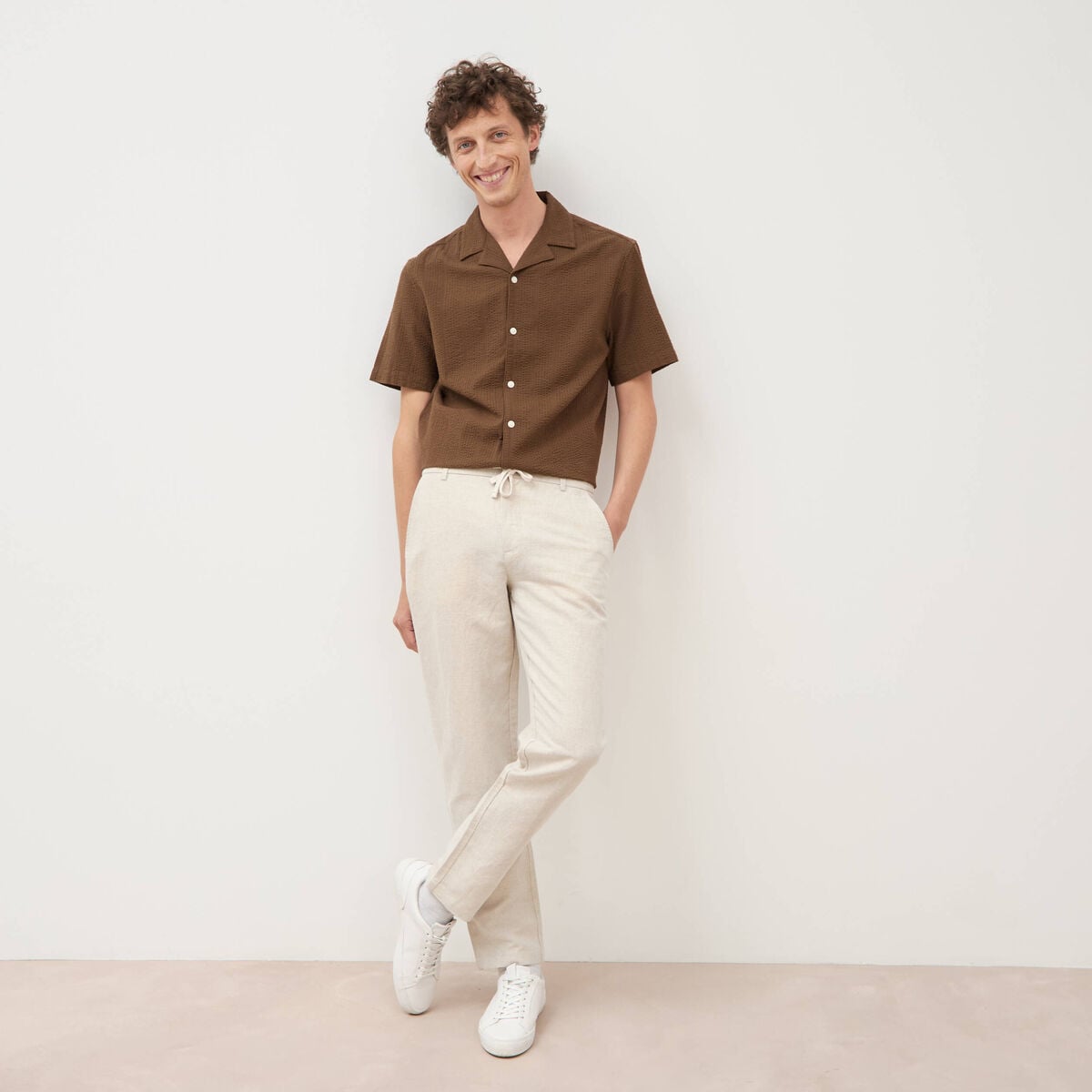 Chino coupe droite longueur 32 ecru homme