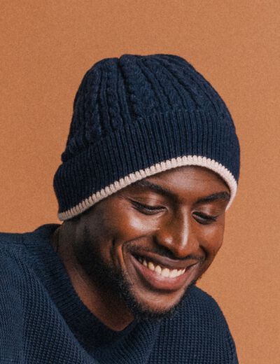 Bonnet fabriqu&eacute; en France bleu marine homme