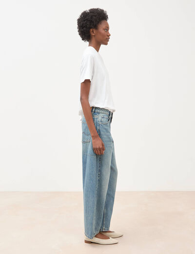 Jeans barrel taille standard bleu femme