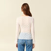 T-shirt ajust&eacute; court manches longues ecru femme