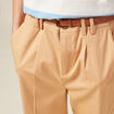 Pantalon large ceinture pinces marron clair femme