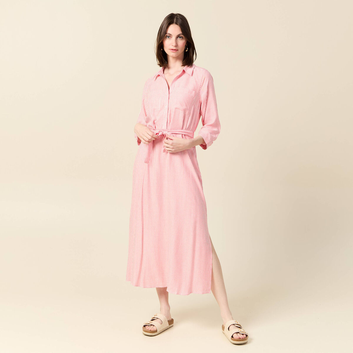 Robe chemise éco-responsable rouge femme