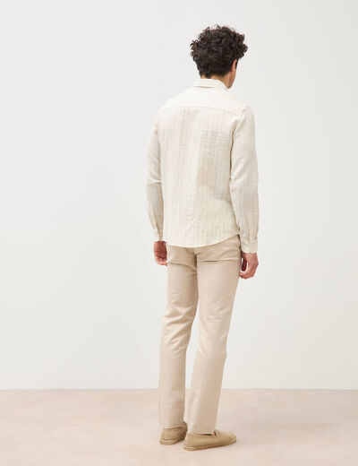 Chemise manches longues beige fonce homme