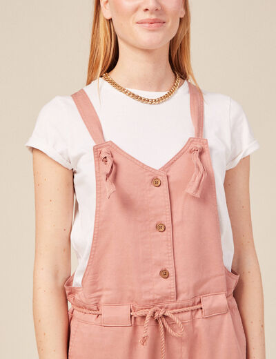 Salopette fluide boutonnée rouge clair femme