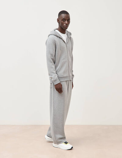 Sweat ample &agrave; capuche manches longues gris clair homme