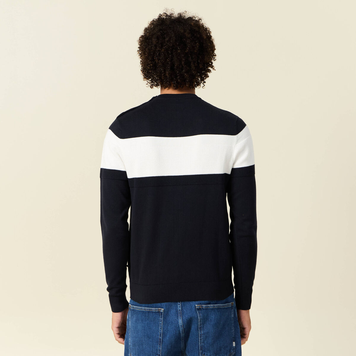 Pull manches longues bleu marine homme