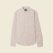 Chemise ray&eacute;e en coton manches longues beige homme