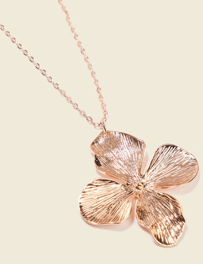 Collier pendentif fleur couleur or femme