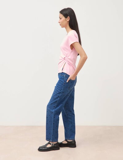 T-shirt en coton rose clair femme